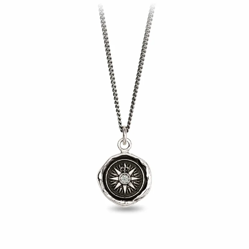 Statement Necklace For Weddings-Direction Diamond Set Talisman Necklace