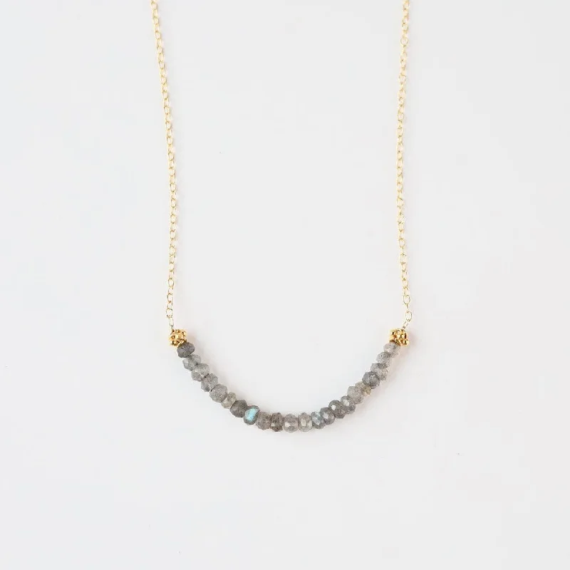 Beautiful Gold Chain Necklaces For Fashionistas-Gold Filled Chain with  Mystic Labradorite Gemstone Arc Necklace