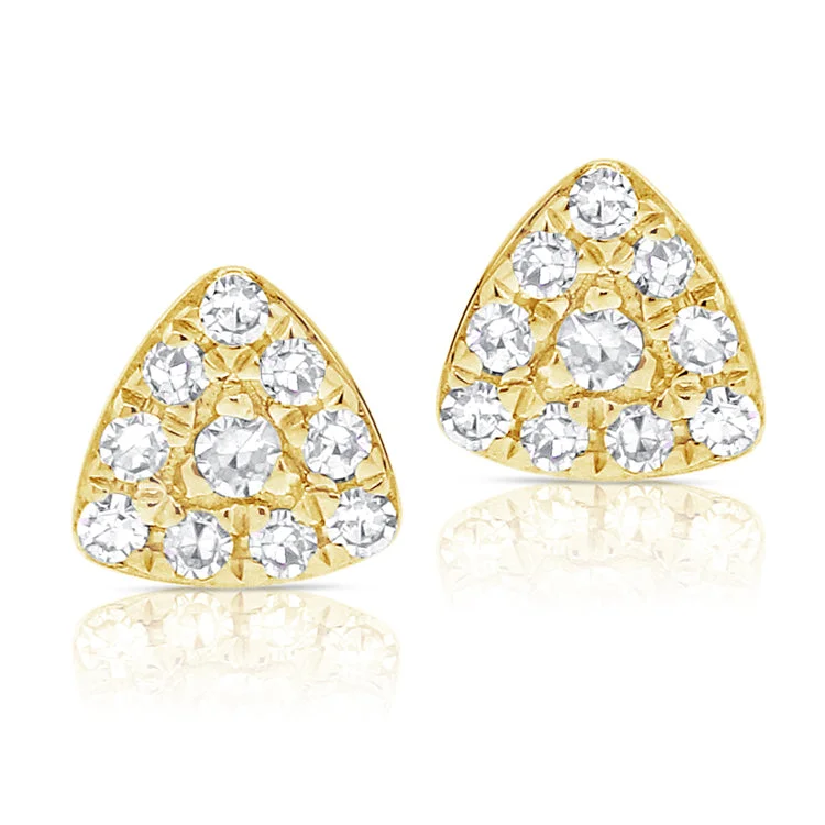 Rose Gold Stud Earrings For Delicate Looks-14K Yellow Gold Diamond Petite Triangle Earrings