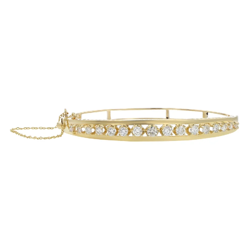 Bangles For Glamorous Look-14K Yellow Gold Diamond Graduated Bangle Bracelet