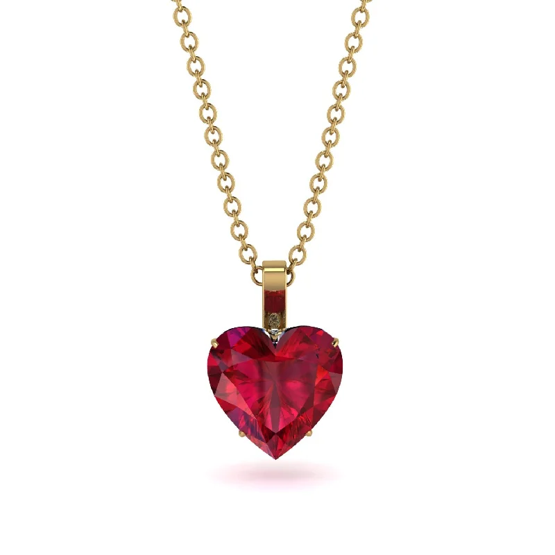 Unique Leaf Pendant Necklaces For Nature Lovers-Heart Ruby Necklace - Noelle No. 10