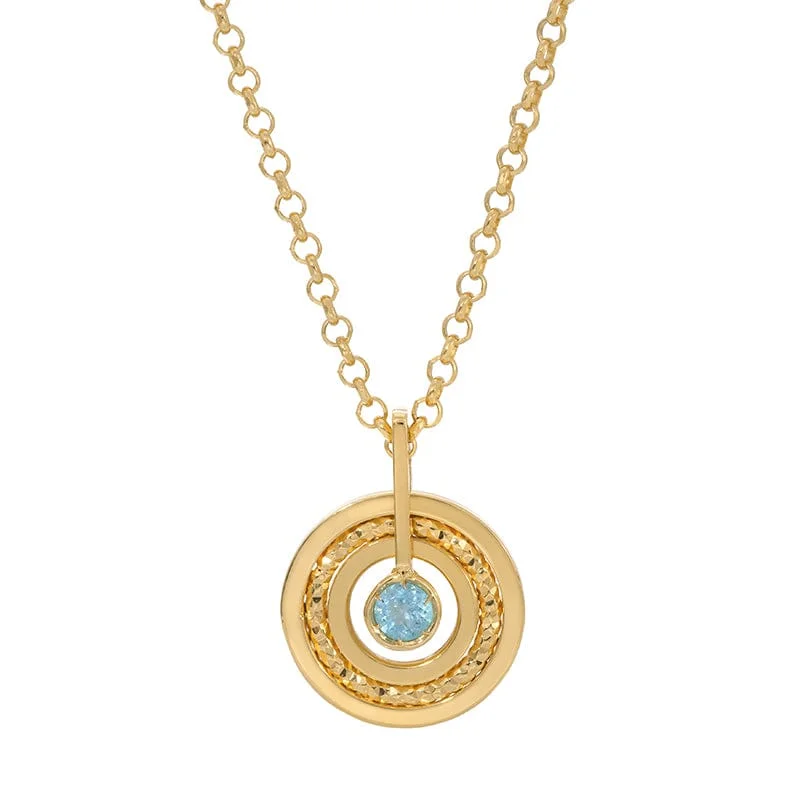 Elegant Crystal Pendant Necklaces For Special Events-Gold Plated & Blue Topaz Necklace