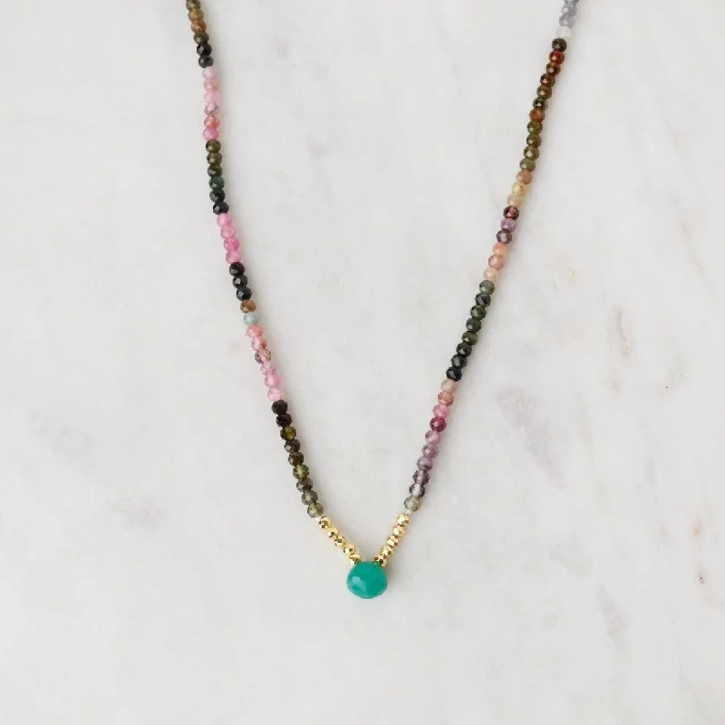 Sparkling Pendant Necklaces For Evening Fashion-Tourmaline with Green Onyx Necklace