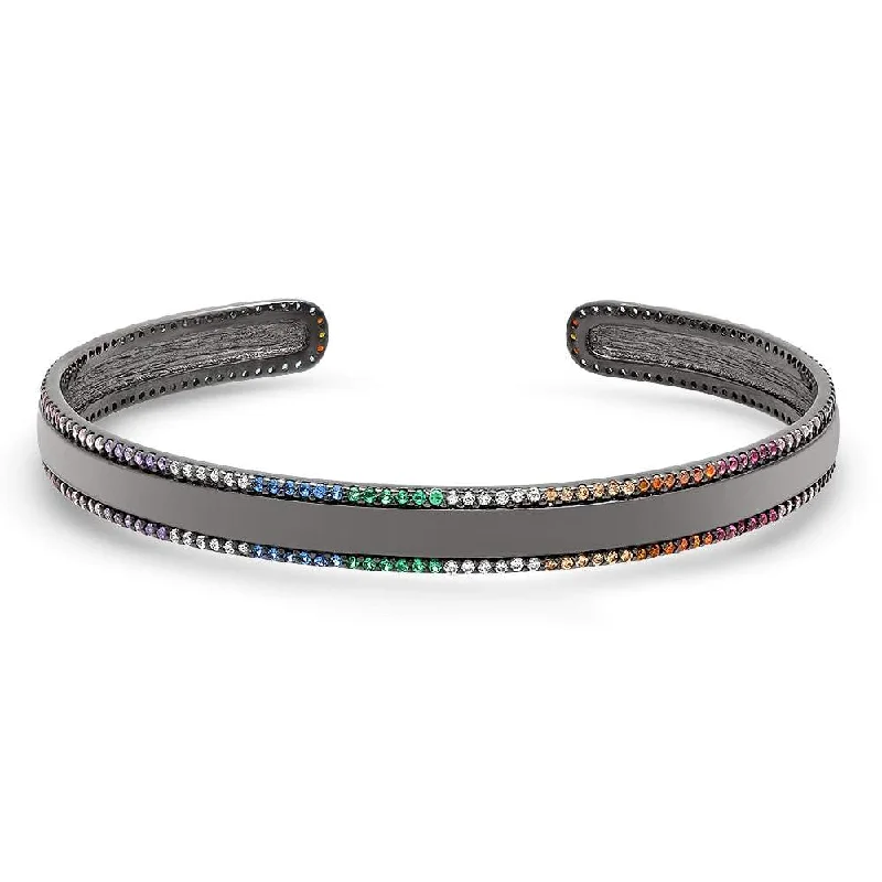 Bangles For Elegant Jewelry Looks-RAINBOW EDGE BANGLE, BR STERLING SILVER