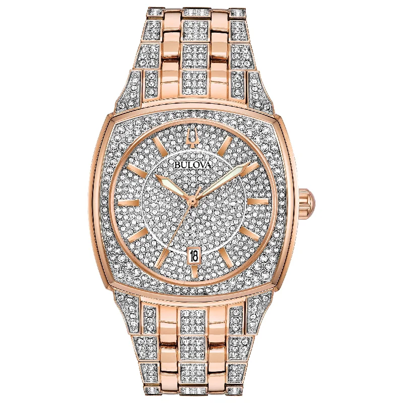 Watches For Bohemian Style-Bulova Dress/Classic Crystal Mens Watch Stainless Steel