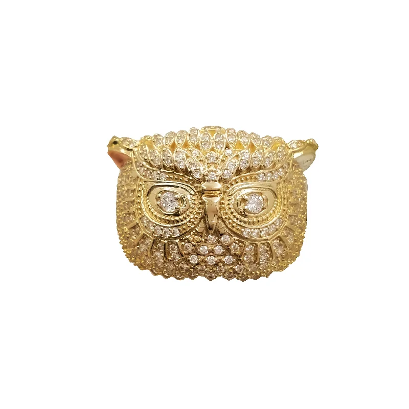 Unique Engagement Rings For Non-Traditional Weddings-Owl's Face Ring 14K