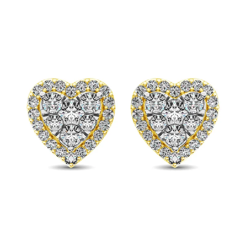 Statement Earrings For Bold Fashion-Diamond 3/4 ct tw Heart Earrings  in 14K Yellow Gold