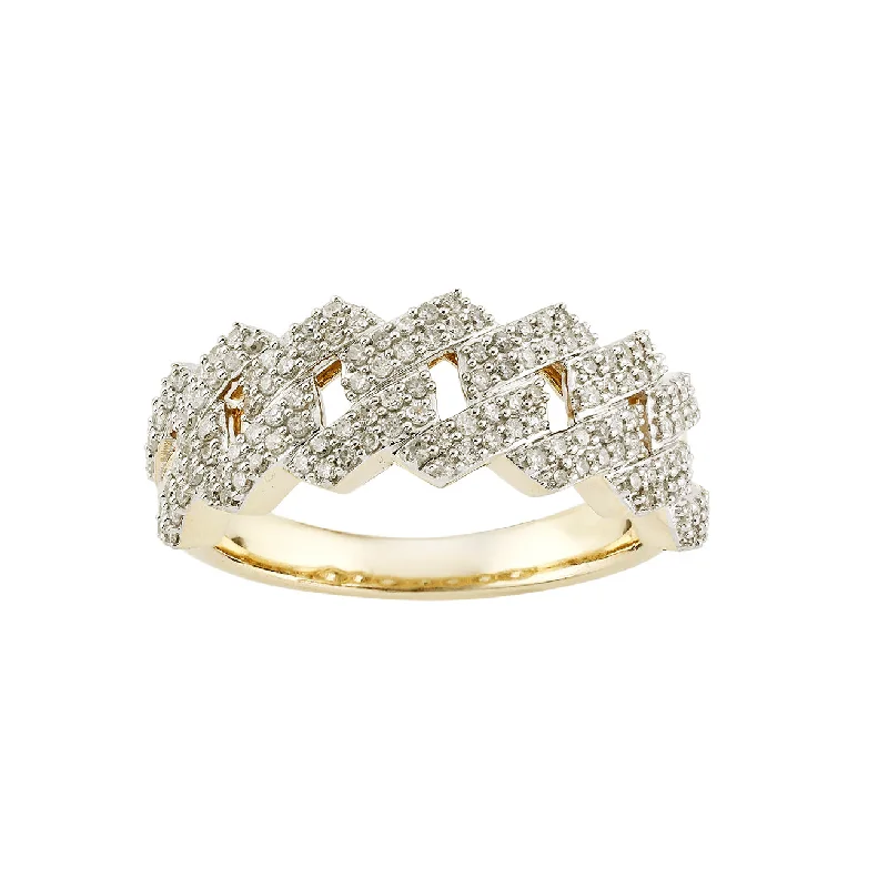 Fashionable Cocktail Rings For Special Events-Diamond Cuban Link Ring (14K)