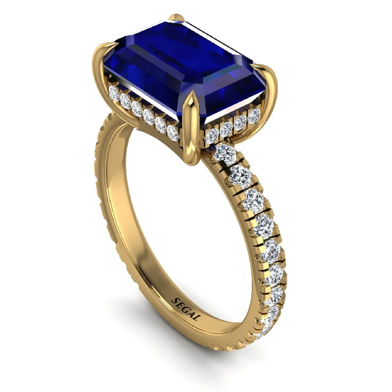 Men’s Gold Rings For Elegant Style-Emerald-Cut Sapphire Pavé Engagement Ring - Daphne No. 13