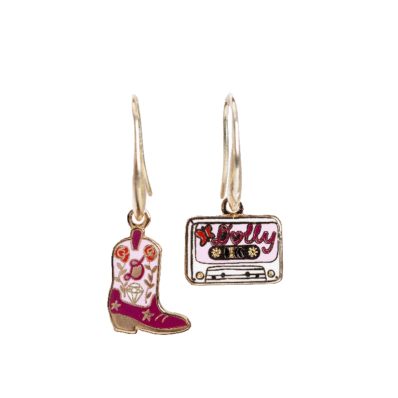 Affordable Earrings For Everyday Use-Boot & Country Cassette Drop Earrings