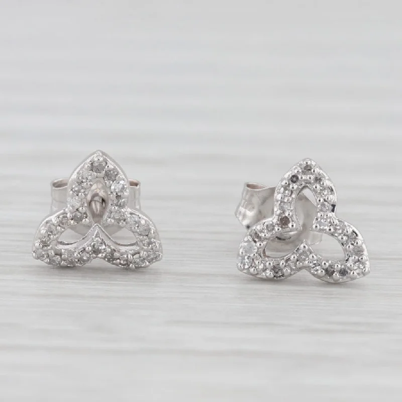 Artistic Earrings For Creative Looks-New 0.10ctw Diamond Celtic Knot Stud Earrings 10k White Gold