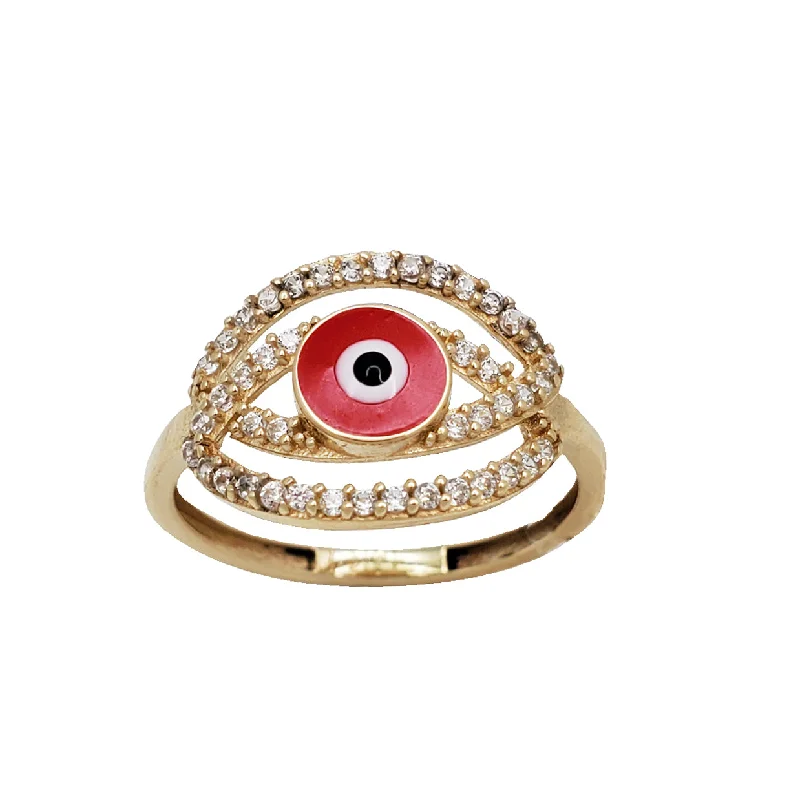 Beautiful Birthstone Rings For Personalized Gifts-Zirconia Evil Eye Ring (14K)