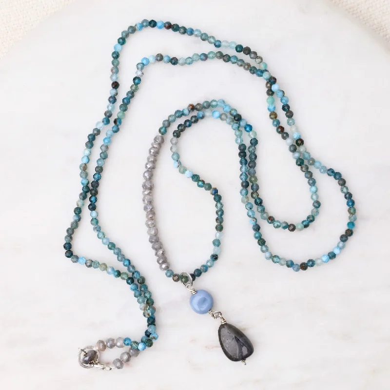 Layered Pearl Chain Necklaces For Bridal Look-Kyanite Mix Necklace