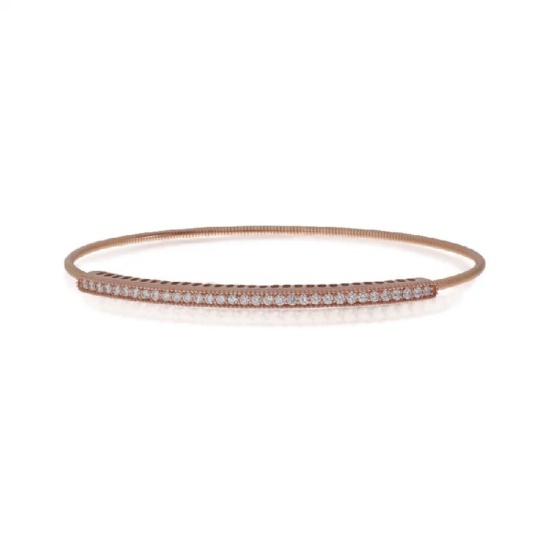 Bracelets With Simple Designs-14K Rose Gold Diamond Expandable Bracelet BVB1060P