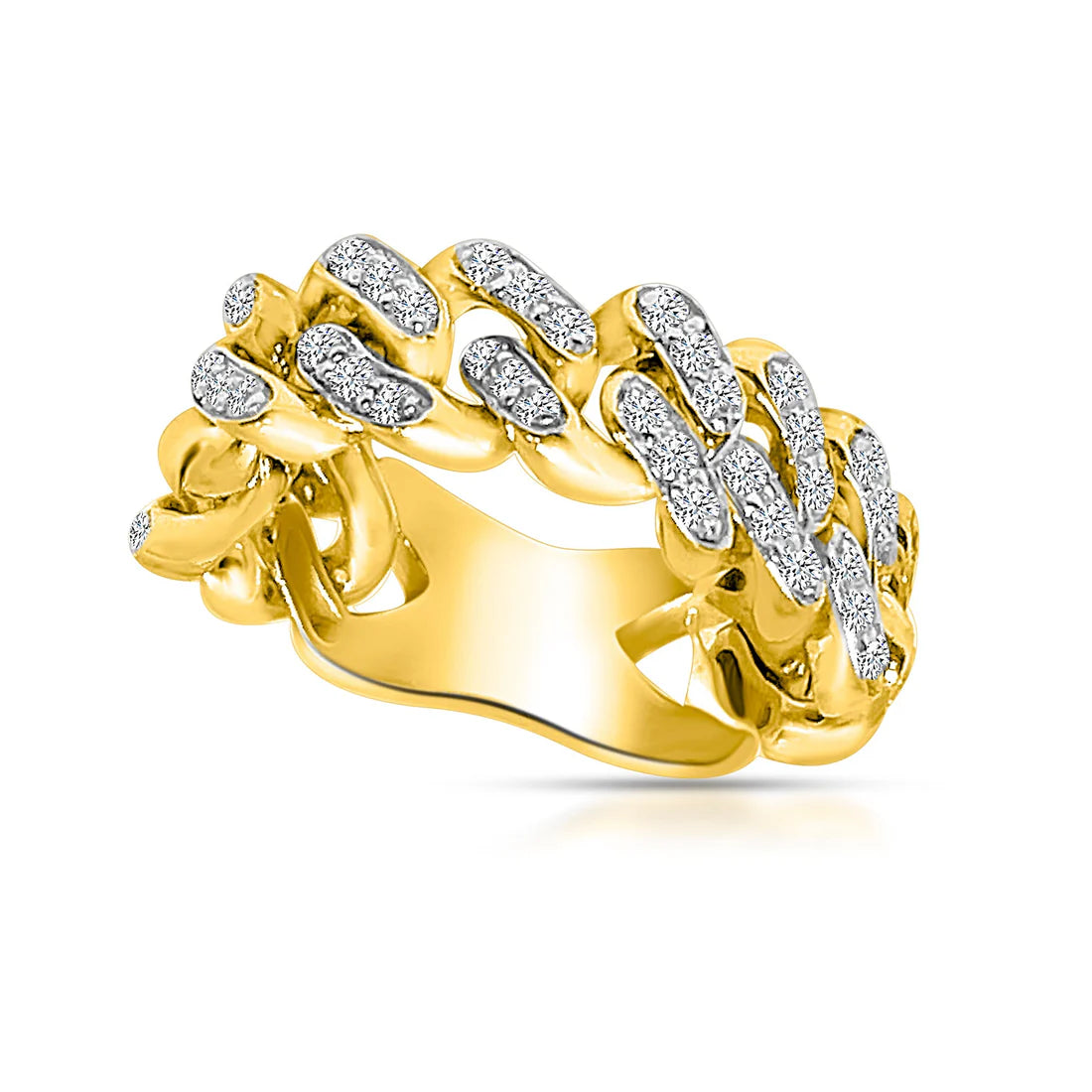 Stunning Diamond Wedding Rings For Brides-Diamond Cuban Chain Ring (14K)