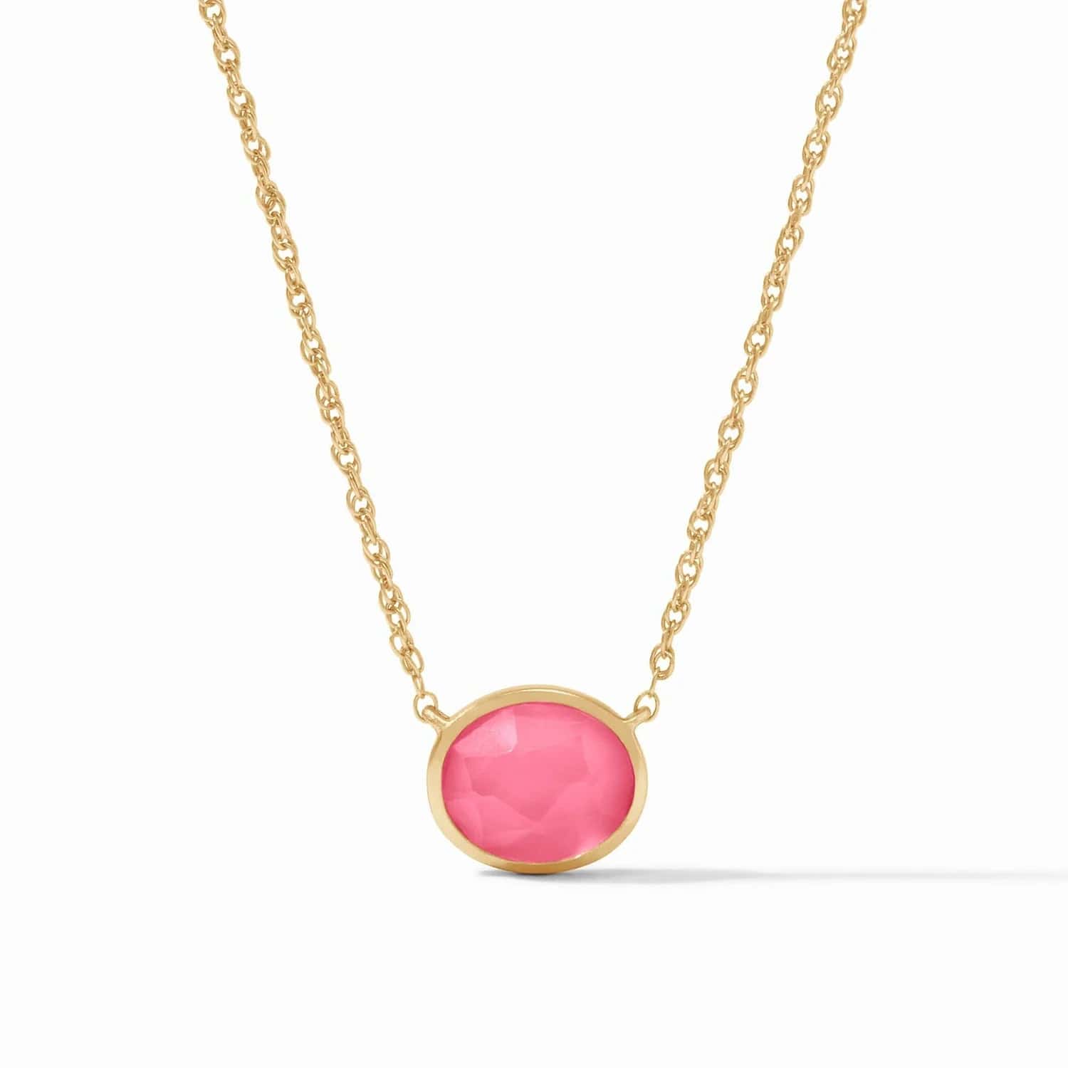 Elegant Gold Bead Necklaces For Bridesmaids-Iridescent Peony Pink Nassau Solitaire Necklace