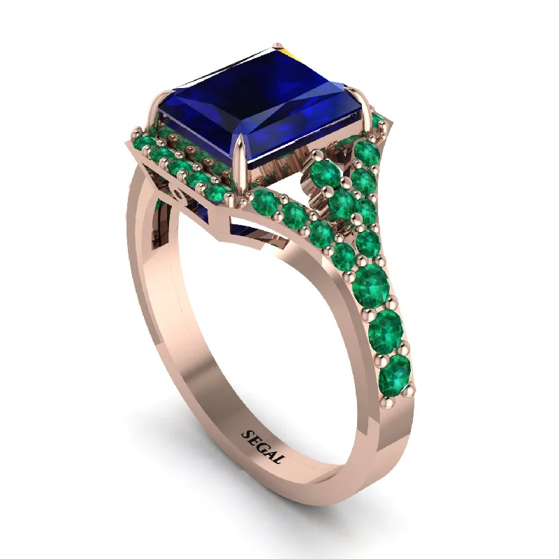 Beautiful Emerald Rings For Engagement-Radiant Cut Sapphire 14K Halo Engagement Ring - Cassidy No. 29