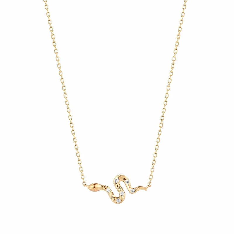 Simple Name Necklace For Personalized Jewelry-Diamond Snake Necklace