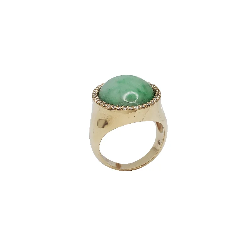 Custom Titanium Wedding Rings For Bold Style-Diamond Jade Ring (14K)