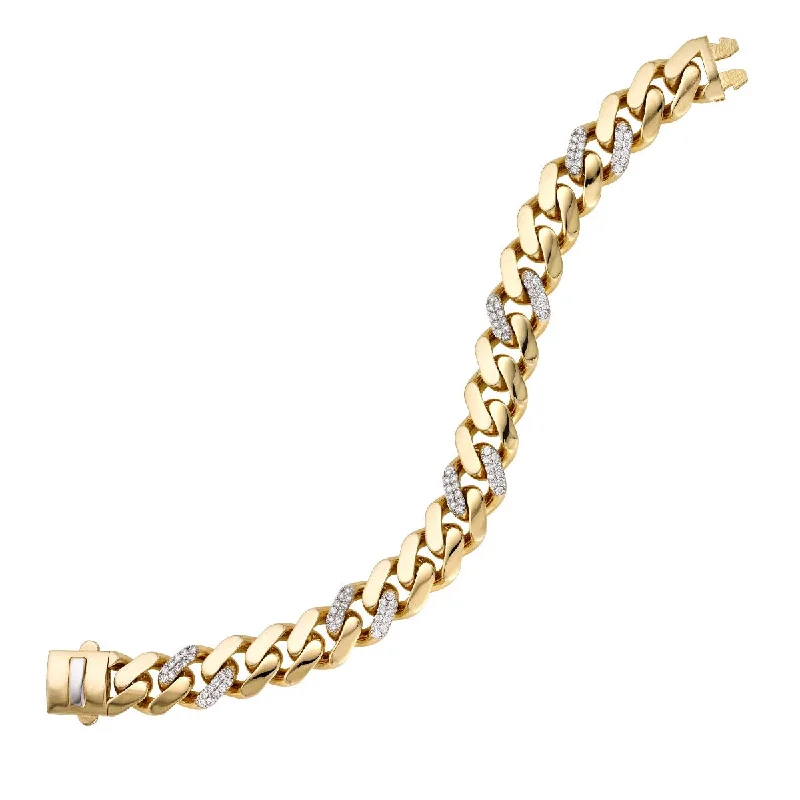 Bracelets With Wood Elements-14K Yellow Gold 7" 1.25CT Ferrara Diamond Chain Bracelet with Box Clasp RC10031-07