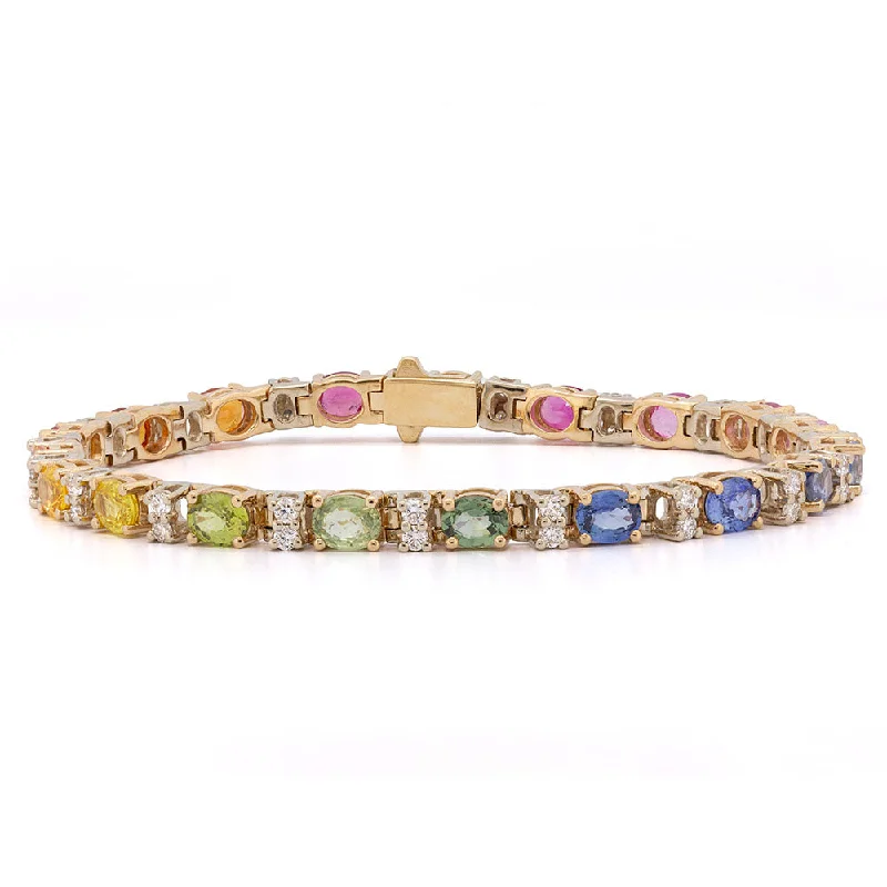 Bracelets For Formal Wear-Sapphires Rubies & Diamonds Rainbow Bracelet