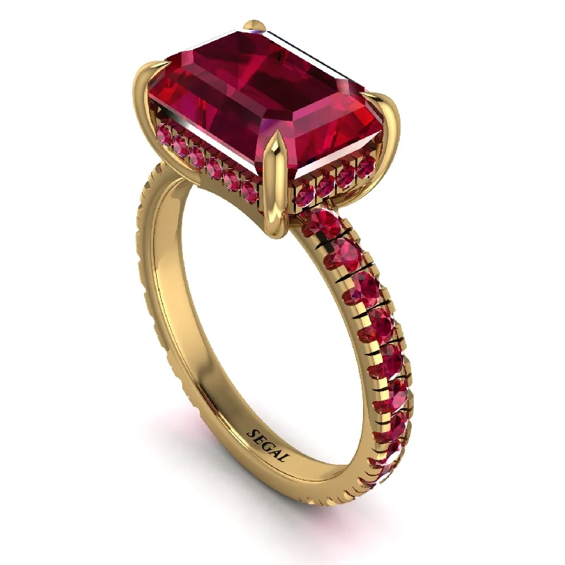 Stunning Engagement Rings For Brides-Emerald-Cut Ruby Pavé Engagement Ring - Daphne No. 55