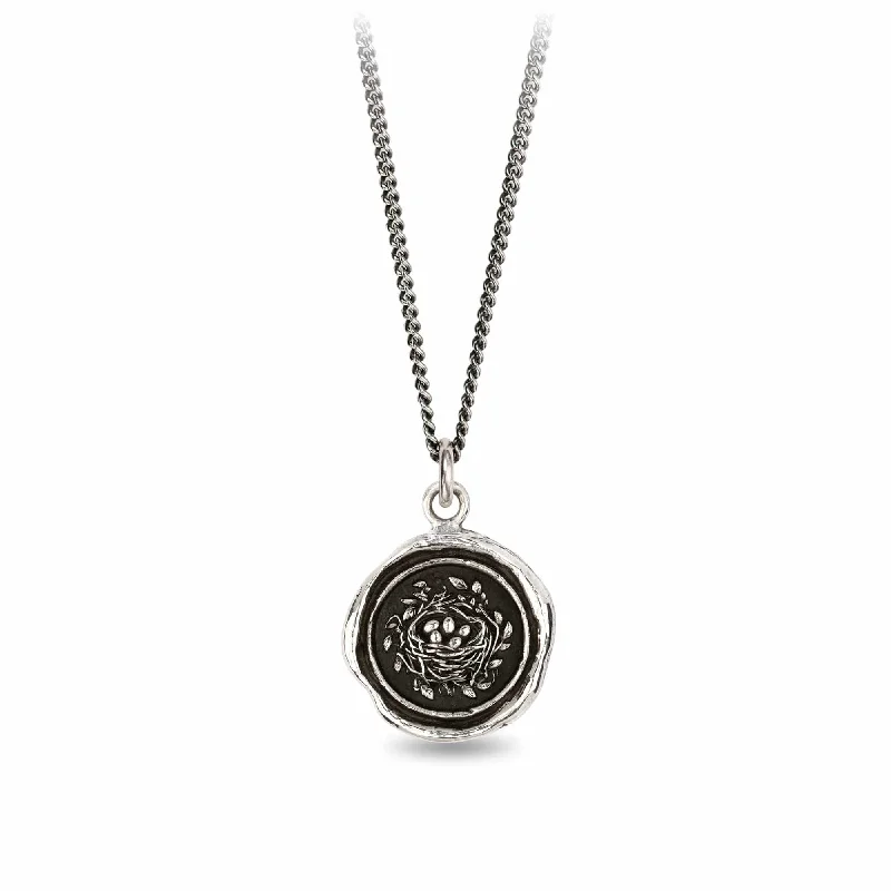 Long Silver Necklaces For Fashionistas-Safe and Sound Talisman Necklace