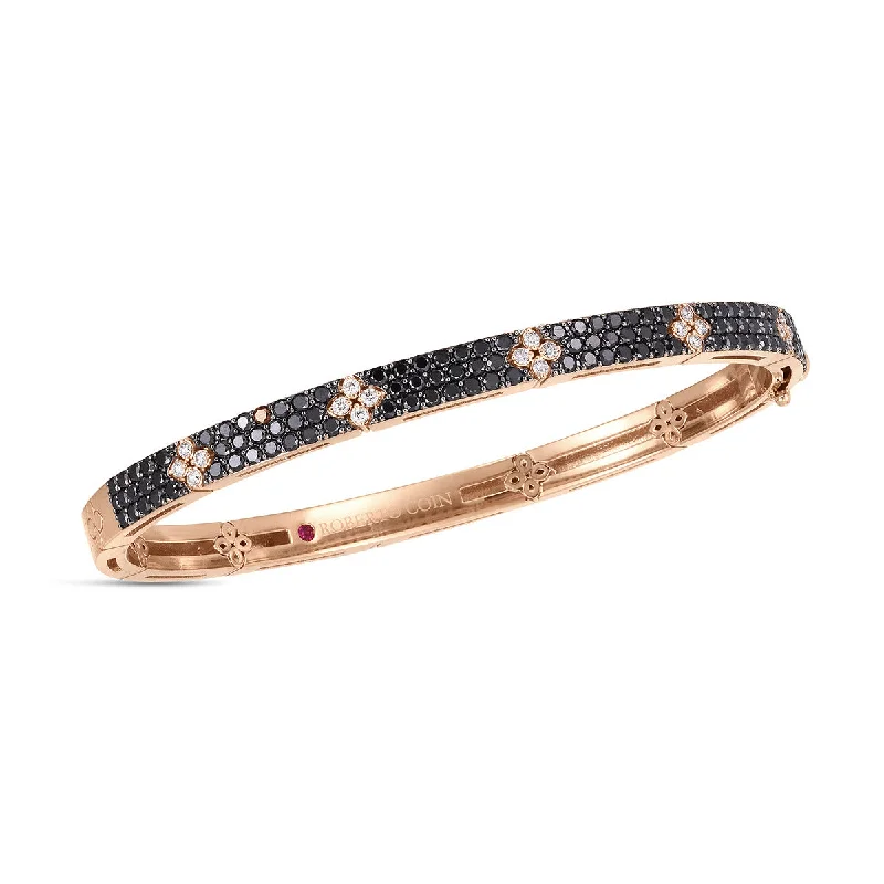 Bangles For Everyday Elegance-18K Love in Verona Black Diamond Flower Bangle