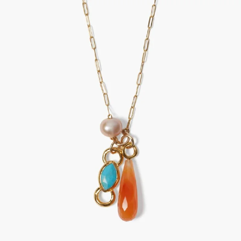 Unique Crystal Necklaces For Bold Fashion-Castillo Charm Necklace in Turquoise Mix