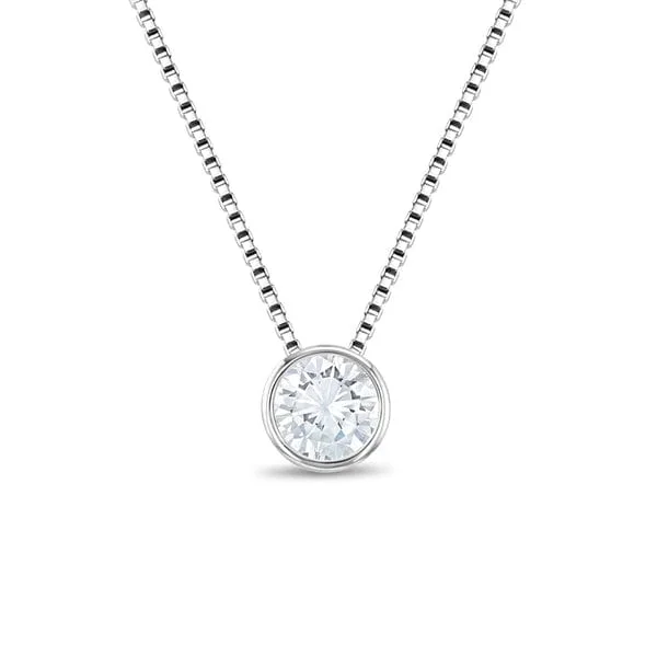 Vintage Bar Necklaces For Retro Fashion-Bezel CZ Halo Children's Necklace