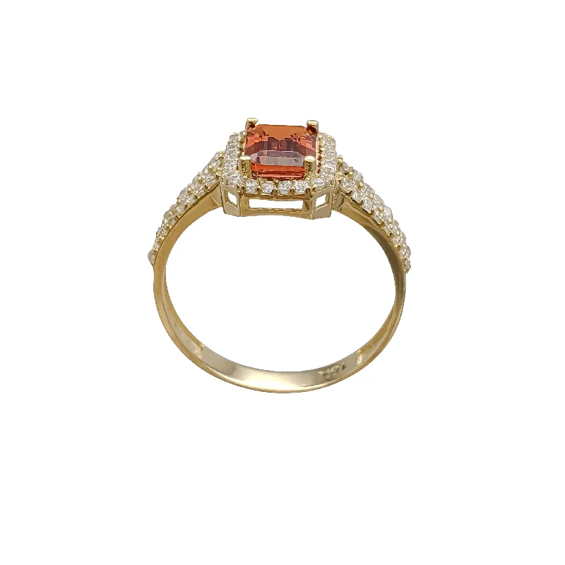 Sparkling Ruby Rings For Engagement-Red Emerald Lady Ring 18K