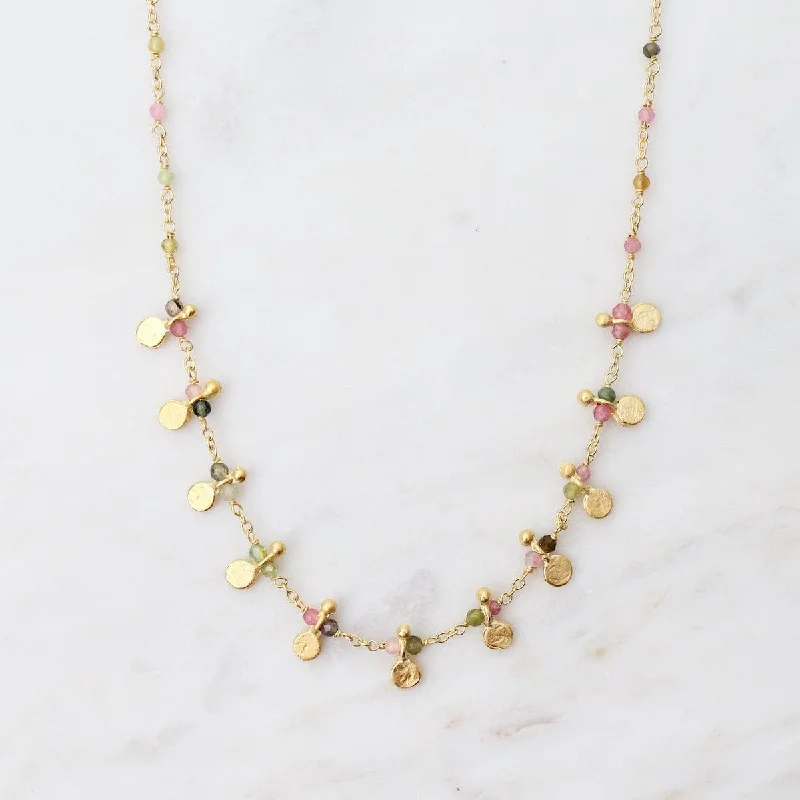 Customizable Charm Necklaces For Personalized Jewelry-Multi Tourmaline Egyptian Style Gold Necklace