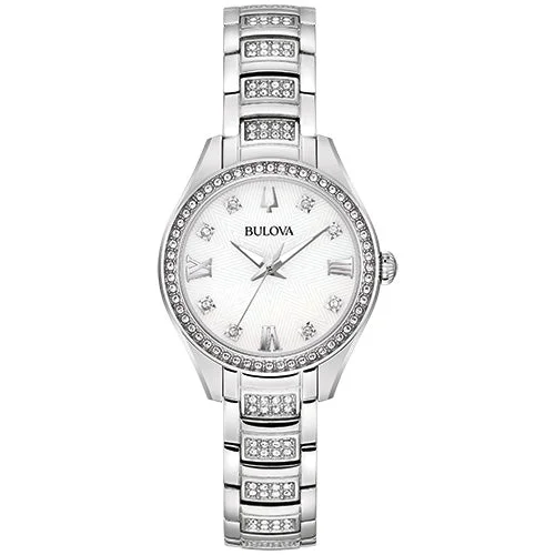 Watches With Simple Touch-Bulova  Misc Crystal Ladies Stainless Steel