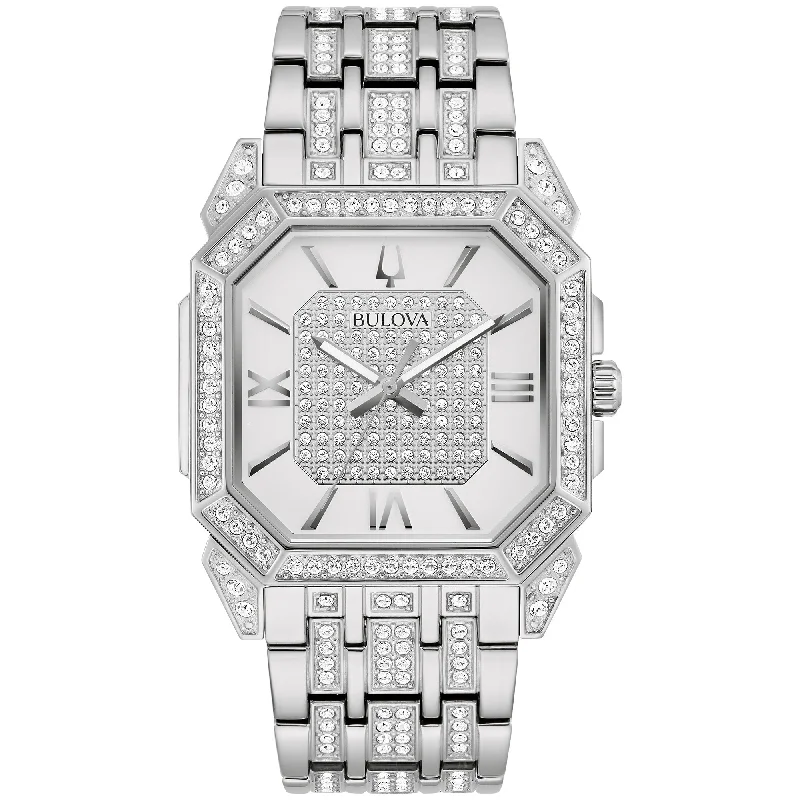 Watches For Friendship Day-Bulova Dress/Classic Crystal Mens Watch Stainless Steel