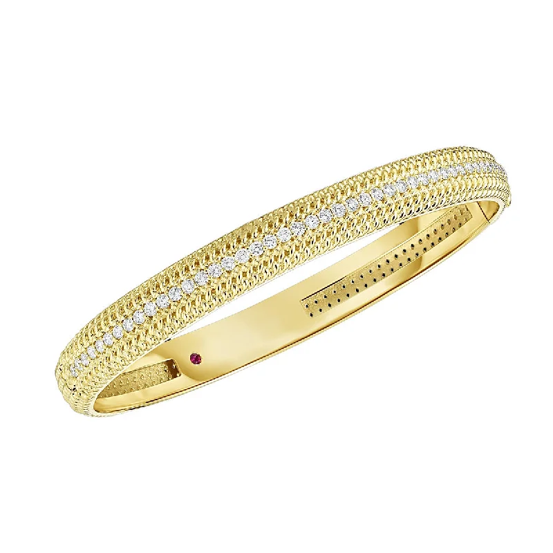 Bangles With Round Designs-18K Opera Medium Width Hinged Bangle with Diamonds