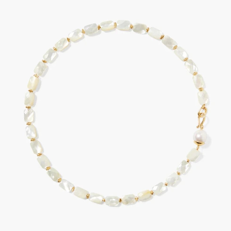 Minimalist Bar Necklaces For Everyday Style-Luz Necklace White Mother of Pearl