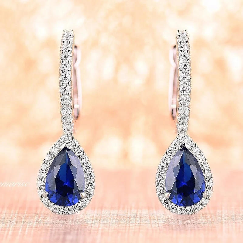 Sleek Gold Earrings For Classy Looks-Vera Sapphire Earrings- Sterling Silver