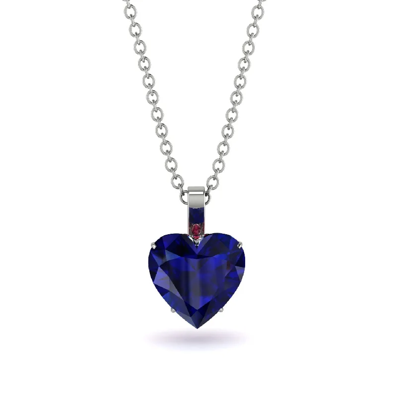 Elegant Diamond Necklaces For Weddings-Heart Sapphire Necklace - Noelle No. 60