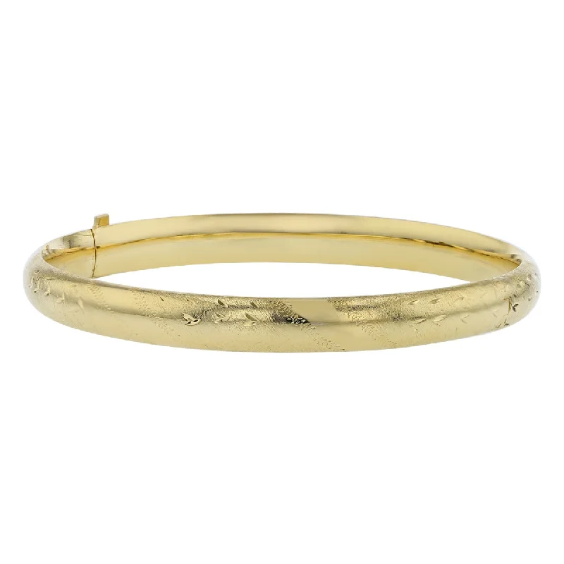 Bangles With Silver Plating-14K Yellow Gold Brushed Finish Bangle Bracelet