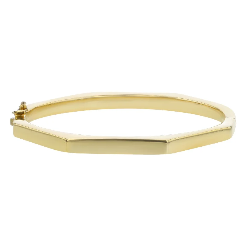 Bangles For Casual Outfits-14K Yellow Gold Hinged Hollow Bangle Bracelet