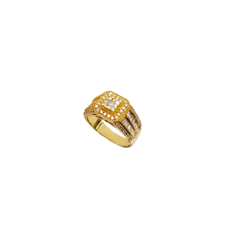 Beautiful Gold Promise Rings For Couples-Square Diamond Ring (14K)