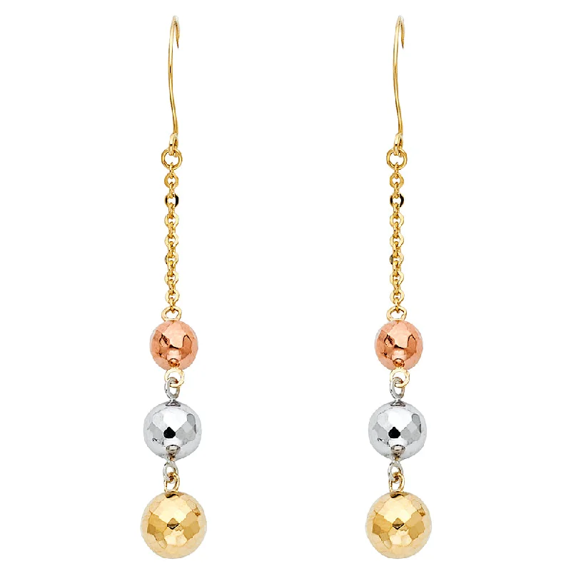 Luxury Diamond Earrings For Elegant Nights-14K 3C 3 Disco Ball Hanging Earrings