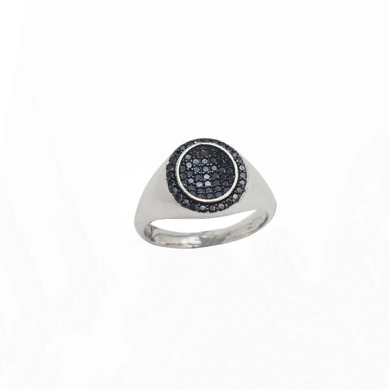 Custom Gemstone Rings For Personalized Jewelry-Oval Shape Black CZ Ring (Silver)