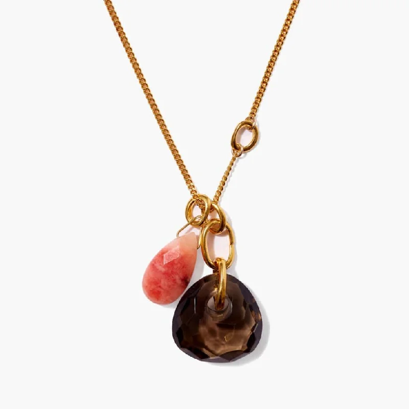 Dainty Gold Necklaces For Subtle Style-Smoky Quartz Mix Charm Necklace