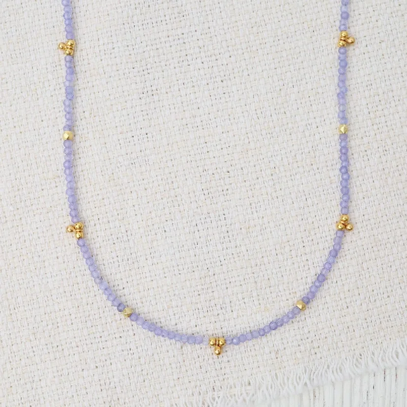 Personalized Gemstone Necklaces For Special Gifts-Tanzanite Tiny Gold Filled Ball Charms Necklace