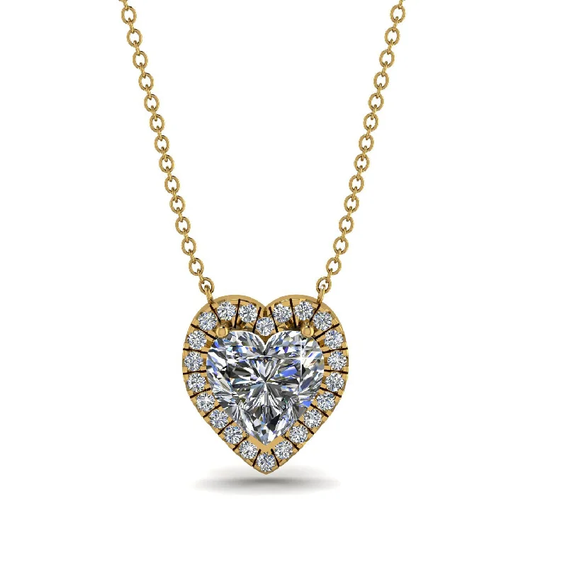 Personalized Long Necklaces For Custom Gifts-4.7Ct Diamond Halo Heart Necklace - Jaylene No. 1