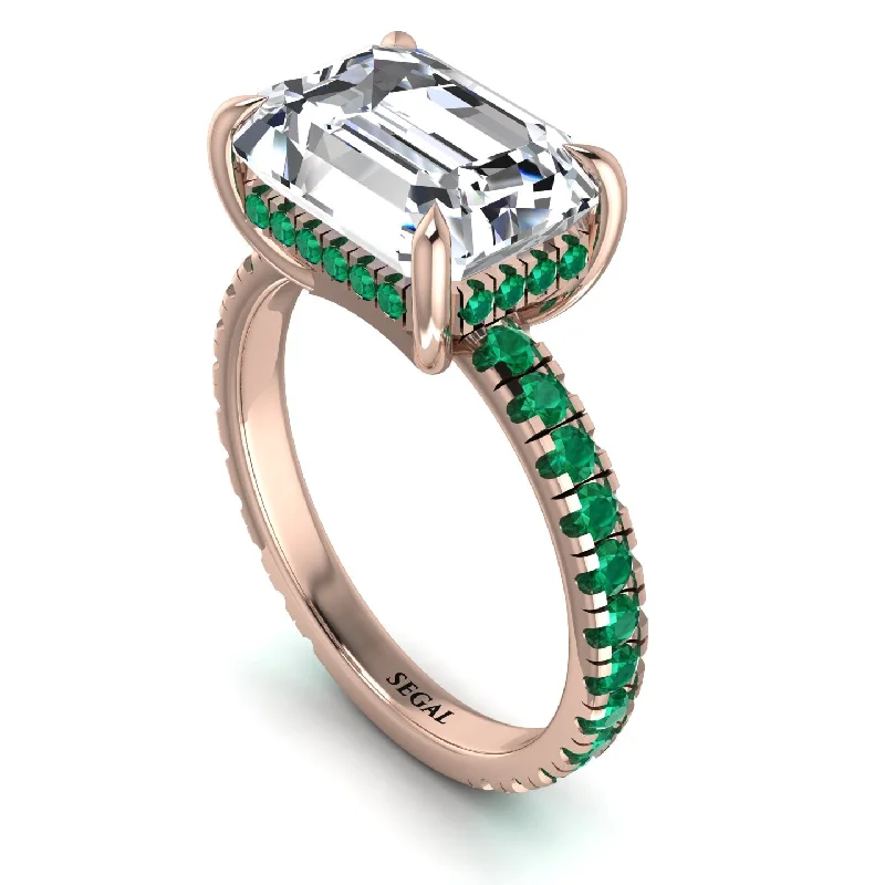 Sparkling Engagement Rings For Brides-Emerald-Cut Diamond Pavé Engagement Ring - Daphne No. 17