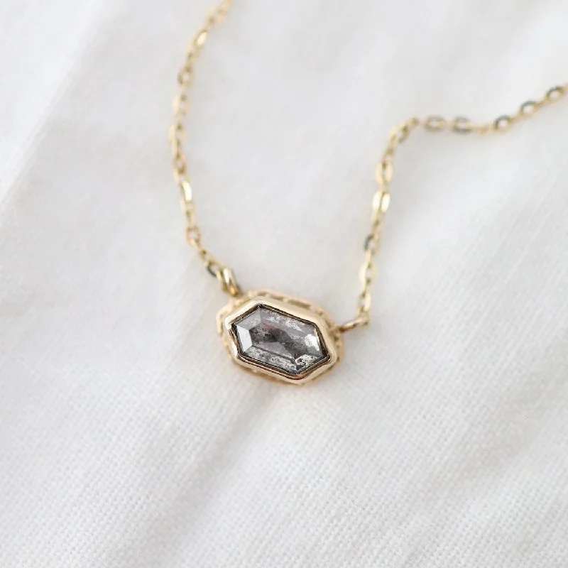 Heart Shaped Necklaces For Girlfriend Gifts-Jamie Joseph Faceted Hexagon Rustic Diamond Necklace