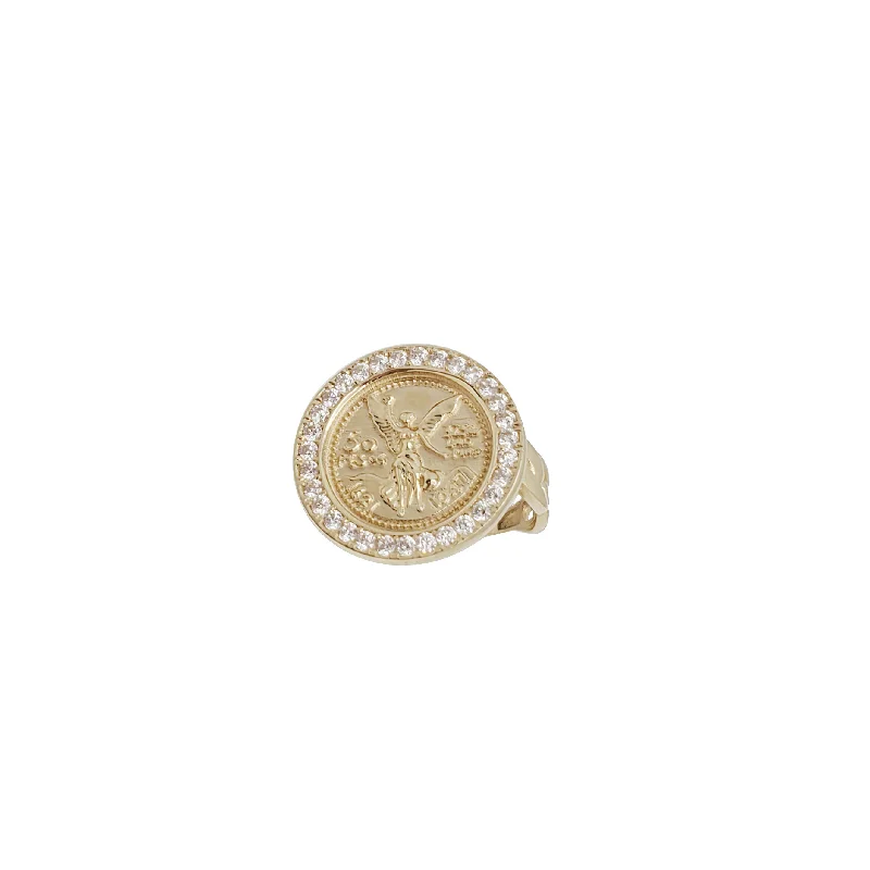 Custom Diamond Wedding Rings For Brides-"50 Pesos" Mexican Centenario Coin Ring (14K)