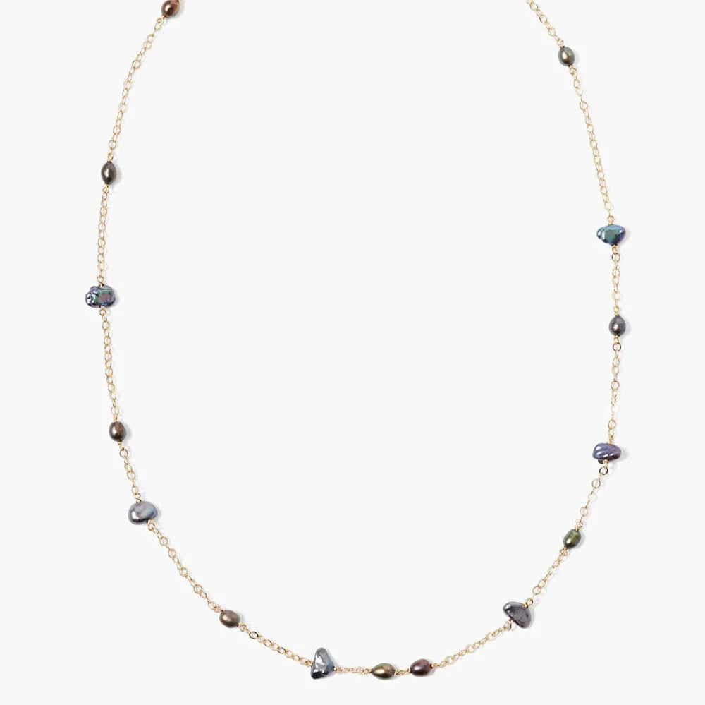 Minimalist Bar Chain Necklaces For Everyday Wear-Free-form Pearl Necklace in Peacock